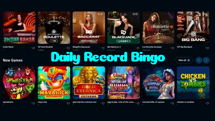 Daily Record Bingo casino presented on mobile device in Pakistan with slots and live games